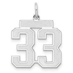 Sterling Silver, Jersey Collection, Medium Number 33 Pendant